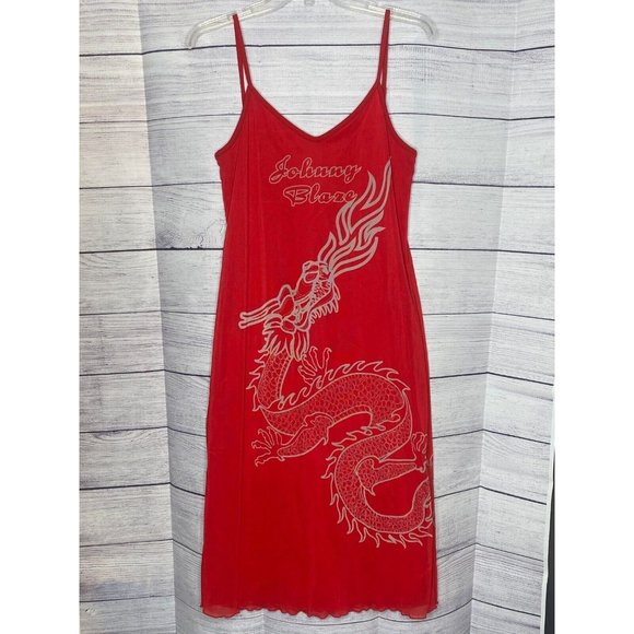 Women's Y2K‎ Johnny Blaze lined spagetti strap slip graphic dress size medium - Picture 1 of 8